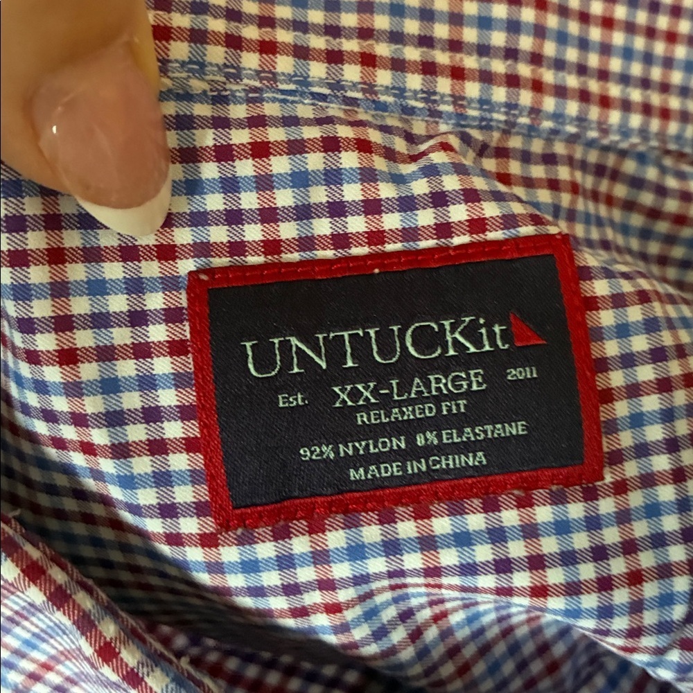 Untuckit Lorimar Checked Button Down Shirt Blue R… - image 5